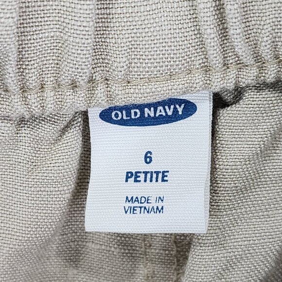 Womens Beige Old Navy Petite Linen Blend Paperbag Waist Cropped Pants Size 6P - Picture 3 of 10